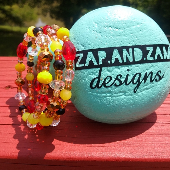 Glass Beaded Bracelet Red Chiefs Gold Love Handmade Taylor Swift Vibes Artisan - Picture 5 of 15